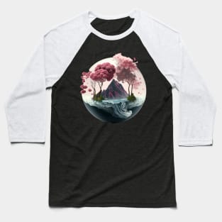 Isometric Globe and Tree: A Symbolic Fusion Baseball T-Shirt